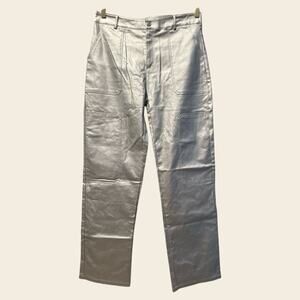 Edit By Nine Shining Star Women’s High Waist Silver Metallic Pants Size Large